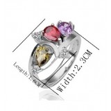 Inel alama placat cu aur alb 18 K decorat cu pietre zirconiu Inel alama placat cu aur alb 18 K decorat cu pietre zirconiu