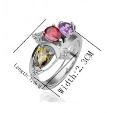 Inel  alama placat cu aur  alb 18 K decorat cu pietre zirconiu